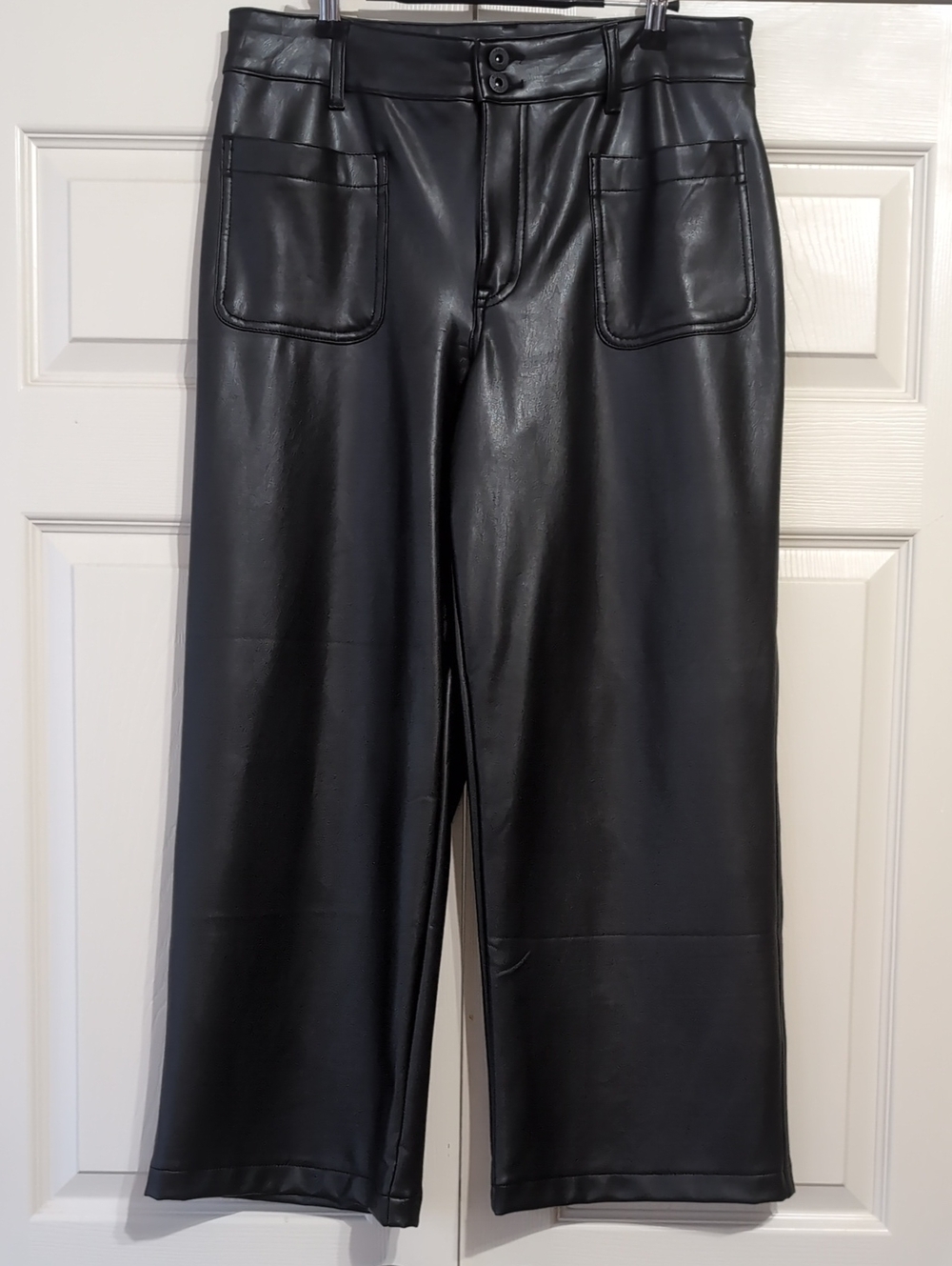 Maurices Black Faux Leather Wide-Leg Pants